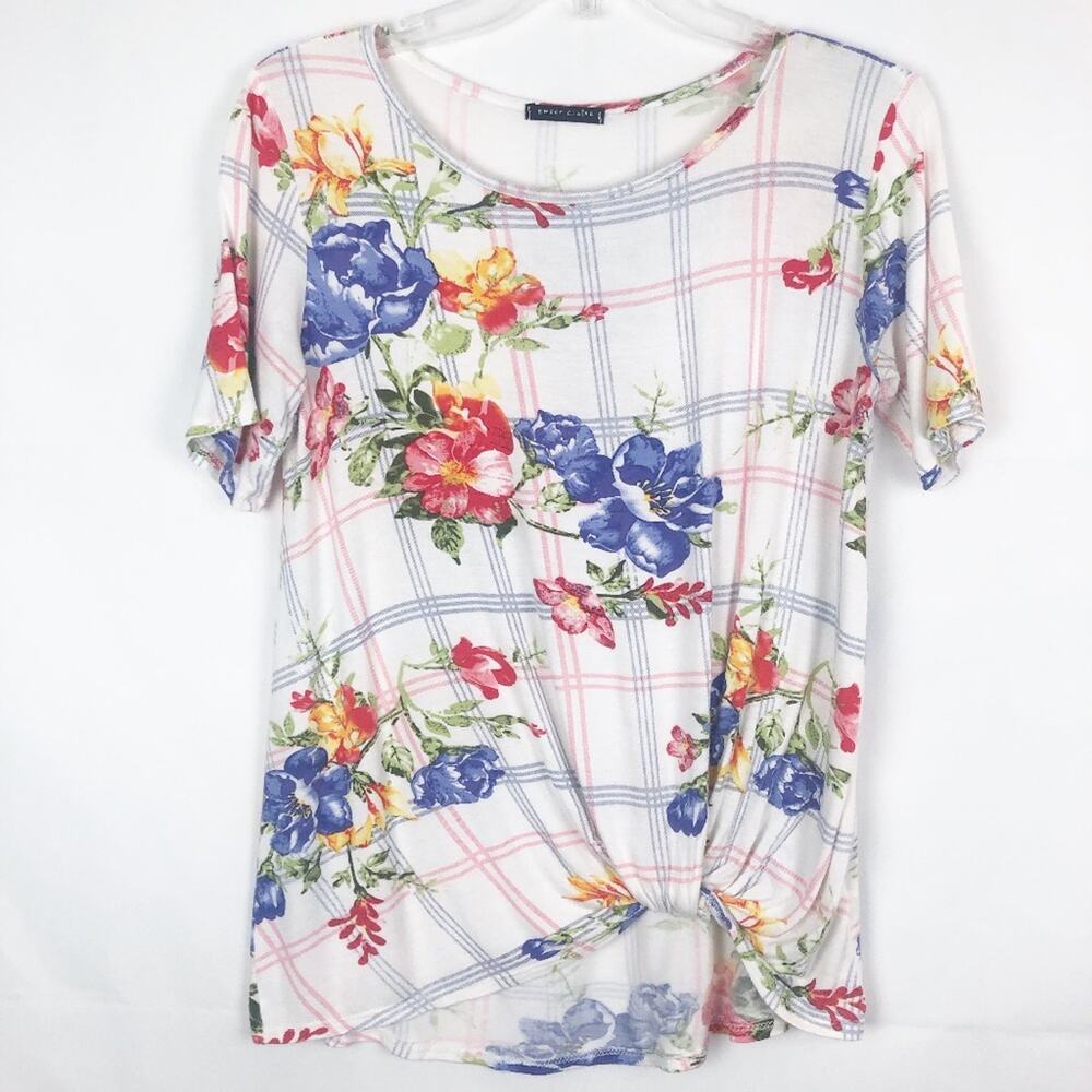 Sweet Claire Plunge Twist Floral Short Sleeve Top